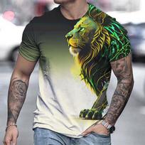 Vyriški individualūs marginimai trumpomis rankovėmis Nauji pavasario vasaros liūto raštai trumpomis rankovėmis marškinėliai Street Trend Men T XXXL gray