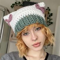 INS stiliaus miela maža gyvūnėlio beretė, madinga ir universali suaugusiųjų megzta kepurė adult 57-59cm