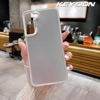 KEYSION Metallic Aurora Matte Case for Samsung S24 Ultra 5G S23+Plus S22 S21 FE Shockproof Phone Cover for Galaxy Note 20 Ultra for Galaxy S24 balta