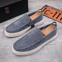 Fashion Mens Step on the cuff with one foot Corduroy Casual Shoes for Men   Classic Fashion Linen Sole Fisherman Shoes 2024 New Style 39 pilka spalva