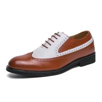 Fashion Men's Brogues Leather Shoes Designer Brand Wed Dress Shoes Lace Up Casual Business Oxfords Point Toe Office Formal Male Italiano 38 ruda