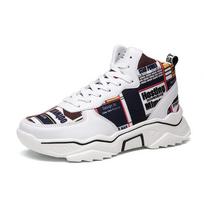 Aukštakulniai vyriški sportbačiai Batai Rudens Platforma Kvėpuojantis Grafiti Drobė ir PU Vyriškas Batai Tenis Masculino Zapatillas Hombre 39