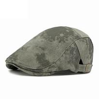 Tie-Dyed Print Beret Men's British Vintage Autumn Winter Velvet Thick Warm Cap Forward Cap pilka spalva