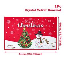 Christmas Welcome Doormat Indoor Outdoor Area Carpet Merry Christmas Home Decoration 2024 Navidad New Year 2025 40x60cm 16x24inch black
