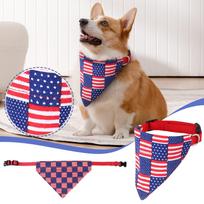 Adjustable Independent Day American Flag Dog Scarf Dog Saliva Towel Dog Collar raudona