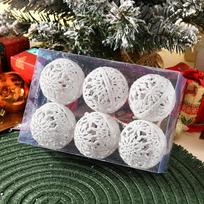 6vnt 6cm kalėdiniai rutuliukai papuošalai Kalėdų eglutės papuošalai rutuliniai kabantys pakabukai namų vakarėlio dekoras 2024 Naujųjų metų Navidad dekoras 6CM balta