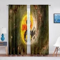 Yin Yang Trippy Psychedelic Art Tulle Voile Curtains for Bedroom Window Decor Living Room Sheer Curtains Blinds Chiffon Drapes 100W130H(CM)40x51in&Grommet Top brown