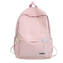Shoulder Bag Large Capacity Waterproof College Travel Female Backpack Pure Colour Simple Girls Laptop Backpack rožinė