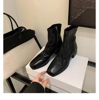 Thick-Soled Leather Martin Boots Women'S Thick Heel High Heel Short Boots Locomotive Thin Boots Knight Boots 35
