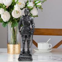 Medieval Knight Statue Resin Sculpture Art Abstract Modern Knight Statue Knight Ornament for Table Desk Decor gray