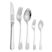 5Pcs Cutlery Set Stainless Steel Tableware Carving Golden Dinnerware Set Knife Fork Spoon Silverware Flatware Kitchen Untensils sidabras