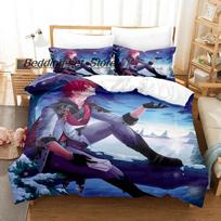 Kawaii Genshin Impact Tartaglia Patalynės Komplektas Viengulis Twin Pilnas Karalienės Karaliaus Dydžio Lovos Komplektas Suaugusiems Vaikams Miegamojo Antklodės Užvalkalų Rinkiniai 70x133cm 2pcs gray