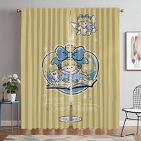 Window Curtain for Room 2 Panel Cute Girls Home Interior Curtains Shades Partition Tulle for Bedroom Halloween Decoration Living W60xH90cmx2pcs-CL