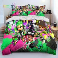 S-Splatoon Žaidimas Žaidėjas Animacinis Patalynės Komplektas Viengulis Dvivietis Pilnas Karalienės Karališko Dydžio Lovos Komplektas Suaugusių Vaikų Miegamojo Patalynė Dovana EU Single 135x200cm yellow
