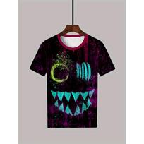 Vibrant Plus Size Men's 3D Grimace Graphic Tee - Stylish Novelty Short Sleeve T-Shirts for Summer - Breathable, Soft, Street Style Tops for Males 2XL