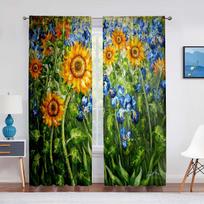 Retro Rustic Starry Night Curtain Printed Van Gogh Stars Art Decorative Curtains 2panels  for Living Room Bedroom Kitchen Decor (W50H130cm)-2pcs&Hook orange