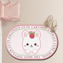 Toilet Cartoon Mat Bathroom Absorbent Mat Toilet Non-slip Door Mat Door Mat Carpet Bedroom Can Be Washed By Hand 40 * 60cm [imitation cashmere] white