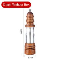 Solid Wood Salt and Pepper Grinder Manual Spice Grinder Adjustable Pepper Mill Salt Pepper Shaker With Acrylic Body Kitchen Tool brown