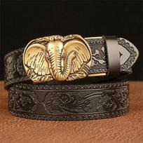 High Quality Cattle Buckle Cowskin Leather Belt Quality Alloy Automatic Buckle Wasitbad Strap Genuine Leather Gift Bussiness Beltbelt Men 130cm beige