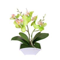 Artificial Butterfly Orchid Bonsai Fake Flower with Pot Home Table Decoration ADM žalia