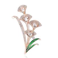 Temperament Ginkgo Biloba Color Drip Brooch Actress Crystal Corsage Personality Versatile Pin Accessories white