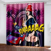 Beautiful Girl Blackout Curtain for Adult Girls Bedroom Thermal Insulated Window Curtain Living Room Drapes Decor  Cortinas W132cm x H160cm&Grommet black