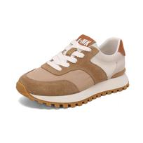 Krazing Pot Microfiber Spring Autumn Summer Sneakers Platform Lace Up Mixed Color Women Casual Shoes 35 abrikosas