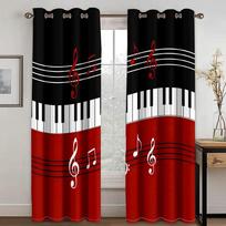 Musician Piano Keys Romantic Notes Modern Curtains For Living Room Bedroom Window Drapes Kitchen Curtains 50W60H(CM)X2&HOOK