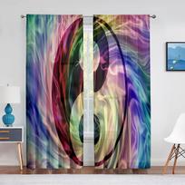 2PCS Yin Yang Trippy Psychedelic Art Curtains for Bedroom Window Decor Living Room Curtains BlindsTransparent Drapes Rod Pocket (W50cmxH130cm)x2&Grommet Top black