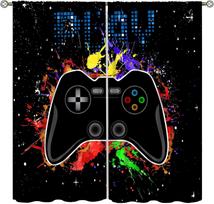 Boys Graffiti Game Curtain Game Controller Game Controller Curtain Game Player Cool Colorful for Kids Teen Bedroom 2 piece Drape (W50cmxH130cm)x2&Rod Pocket