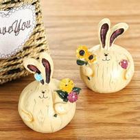 Balloon Style Fat Rabbit Ornament, Resin Statue Art Craft Easter Decor, For Bookshelf Home Living Room Office Cabinet D 14X10X10CM geltona