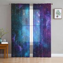 Starry Sky Space Universe Sheer Curtains for Living Room Decoration Window Curtains for Kitchen Tulle Voile Organza Curtains W135 x H115cm x1 gray