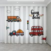 Cartoon Car Plane Traffic Truck Girls Kids Window Curtains For Children's Bedroom Living Room Bathroom Kicthen Door Home Decor W50 X H130(CM)X2&Hook