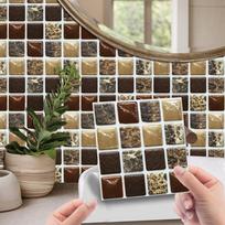 10Pcs Kitchen Bathroom Gel Tile Stickers Self Adhesive Mosaic Stickers Creative Glass Brick Wallpaper 10 PCS įvairiaspalvis
