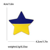 Fashion Ukrainian Pentagram Brooch Patriotic Series Enamel Oil Drop Pin Clothing Accessories