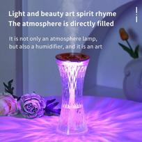 Replica Glass Design Touch Crystal 7-Color Ambient Light Air Humidifier - Clear Glass 3D Diamond LED Crystal Table Lamp Night Light with 7-Color USB Plug gray