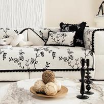 Chenille Sofa Cushion Jacquard With Hairball Sofa Cover Anti Slip Cover Retro Universal Wear-resistant Armrest Living Room 70x70cm 1pcs white