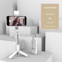Mini Bluetooth asmenukių lazda-trikojis su LED apšvietimu Q11S stainless steel balta