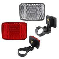2pcs MTB Bike Front Rear Reflector Mountain Bicycle Red White Reflector Set With Mounting Bracket Night Riding Warning Accessory gray
