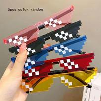 5 vnt. NAUJI mozaikiniai akiniai nuo saulės Trick Toy Thug Life Glasses Deal With It Akiniai Pixel Black Mosaic Akiniai nuo saulės Šaunūs anekdotai Juokingi žaislai