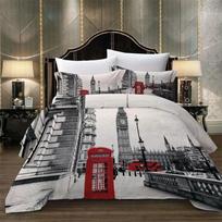 Paris Tower London City Scenery Big Ben Red Telephone Booth Bus Print Bedding Set Quilt Duvet Cover+Pillow Case US AU EU Size 70x133cm 2pcs