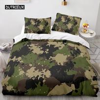 Karinio stiliaus patalynės komplektas Abstrakčios spalvos antklodės užvalkalas Žalias džiunglių komforto užvalkalas Camouflage paaugliams berniukams suaugusiųjų miegamojo namų dekoracijos EU single(135x200cm)