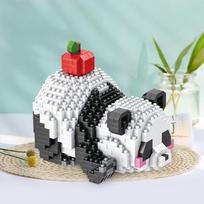 Panda statybinės kaladėlės Kūrybiški edukaciniai žaislai vaikams Mažų dalelių žaislų kaladėlių rinkinys Panda statybinės kaladėlės Statybos dovanos 20*15*5cm white