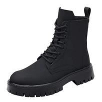 Vyriški Ankle Boots 2024 Ruduo/Žiema Ilgi Kombinezonai Minkšta Oda Britiški Batai Platforma Suvarstomi Plokščiu Kulnu Neslystantys Komfortiški Batai 38 juoda