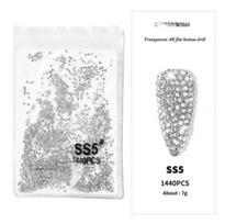 1440Pcs Flatback Glass Nail Crystal Rhinestones AB White 3D Nail Art Glitter Decoration SS3-SS16 Shiny Gems Manicure Accessories