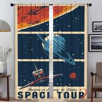Curtains Child Room Extraterrestrial Blackout Curtain for Room 2 Panel Home Interior Curtains Shades Halloween Decoration Living W50xH70cmx2pcs-CL