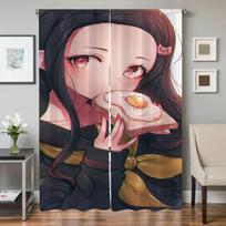 Window Kitchen Curtains for Living Room 2 Pieces Blackout Curtains Door Curtain D-demon S-slayer Bedroom Decoration Partition W50xH70cmx2pcs-CL