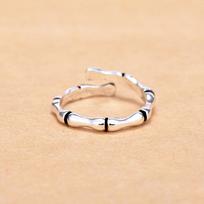 Silver Plated Fashion Simple Bamboo Thai Ring Bone Ring Personality Women Hip Hop Rock Jewelry Punk Opening Ring Halloween Gift