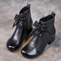Women's Shoes New Martin Boots Autumn and Winter Padded Cotton Shoes Cowhide Thick with Soft Bottom Mother Non-slip Boots 35 juoda