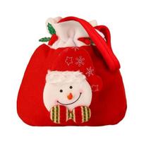 Christmas Gift Bag Xmas Snowman Santa Bear Elk Candy Bag Drawstring Gift Wrapping Pouch Goodie ADM A beige